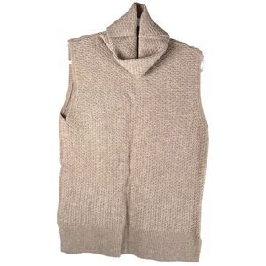 Repeat Womens 40 Medium brown knit textured sleeveless turtleneck tunic sweater